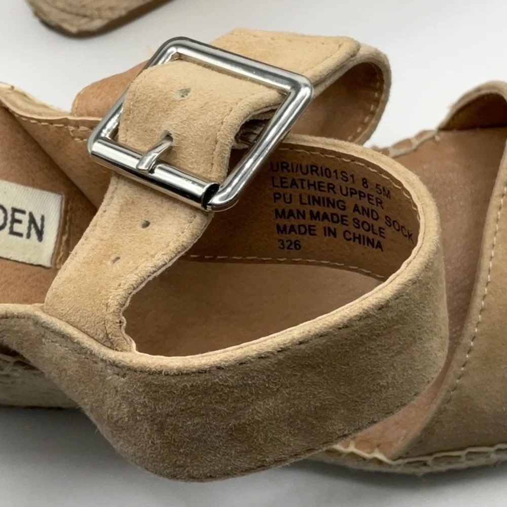 Steve Madden EUC Beige Leather Women's Heeled Sandals, Size 8.5